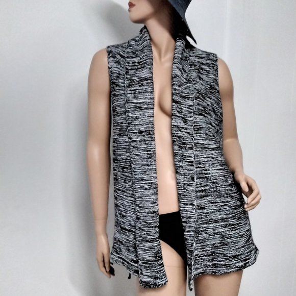 NEW Gap Black White Gray Marbled Top Open Front Cardigan Sweater Size M Medium - Picture 10 of 14